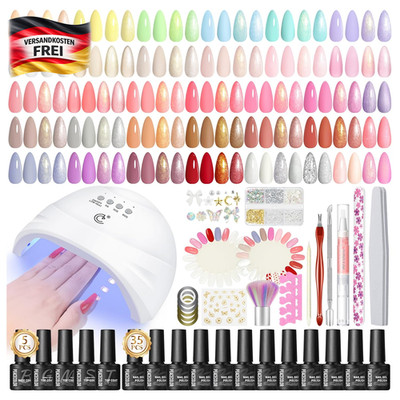 Gel Nagellack Set mit Lampe für Anfänger - 35 Farben, UV/LED, Basis & Top Coat