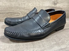 Santoni Dress Casual Loafers Shoes Black Soft Leather Mens Size 11 D