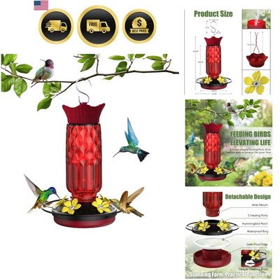 Hummingbird Feeders for Outdoors, Hanging Hummingbird Feeder with 5 Flower-Sh...