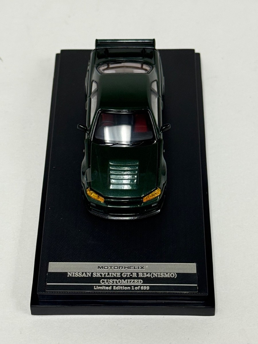 1/64 Motorhelix Nissan Skyline GT-R R34 V Spec II in Green Black