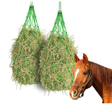 Slow Feed Hay Net for Horses 2 Pcs 40" Long and 4.0"X 4.0" Holed Hay Net for Hor