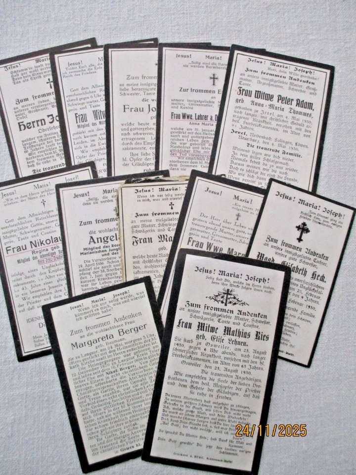 Totenzettel Sterbebilder 1930 - 1931 Konvolut Eifel 12 Stück - Bild 3 von 4