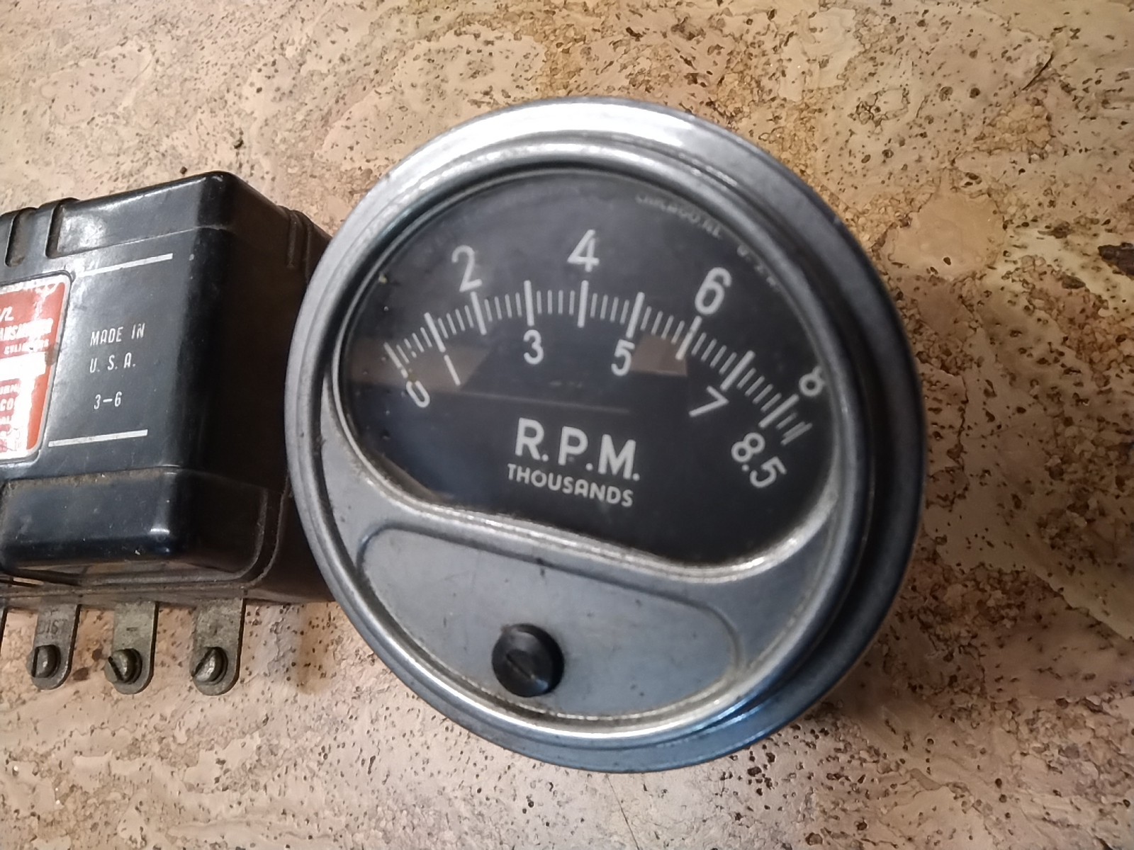 Sun Electric Instruments Vintage Sun Electric Corp. 8.5k rpm Tachometer & Transmitter W/ Chrome ...