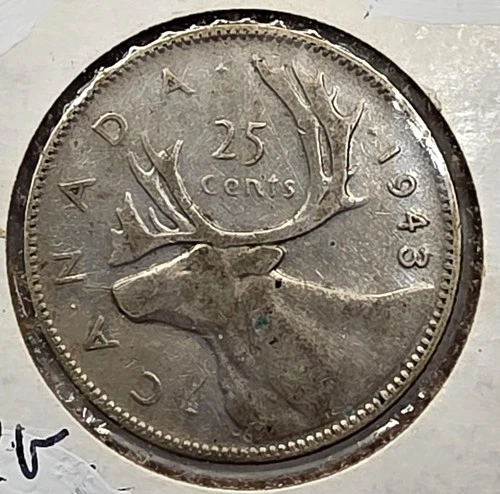 *GREAT WAY To BUY  SILVER*  1943 - Canada 25 Cents/Quarter - 0.800 Silver Coin