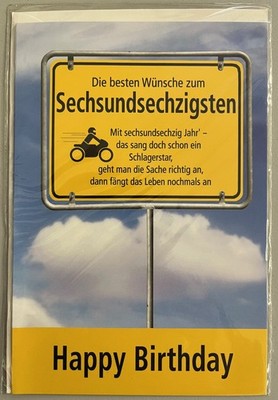 66. Geburtstag Glückwunscharte mit Briefumschlag zum 66. Geburtstag Ortsschild z