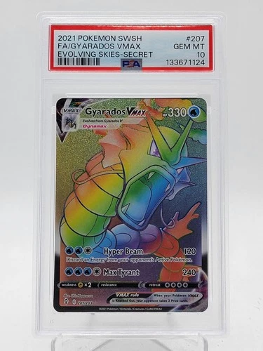 GYARADOS VMAX 2021 POKEMON EVOLVING SKIES SECRET RARE #207/203 PSA 10 Q0895