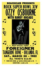 OZZY OSBOURNE 1982 FOREIGNER CONCERT POSTER ROCK SUPER BOWL XIV RANDY RHOADS