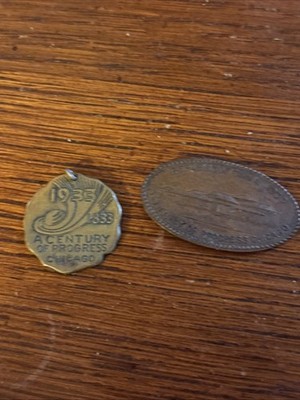 Lot 2 1933 Chicago World s Fair Century Of Progress Token And Pendant