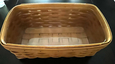   LONGABERGER 2000 RECTANGLE BASKET+LINER   SIGNED   12'' x 7''   HANDWOVEN USA