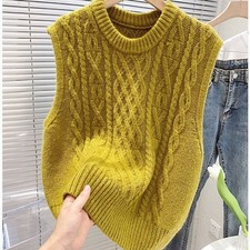 Image of Lady*Casual Chunky Knitted Vest Jumper Pullover Sleeveless Sweater Tops Knitwear