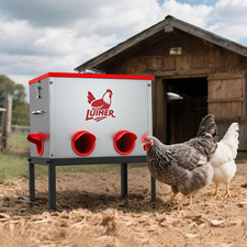 Chicken Food Dispenser 25LB No Waste Chincken Feeder 6 Ports Large Capacity Galv