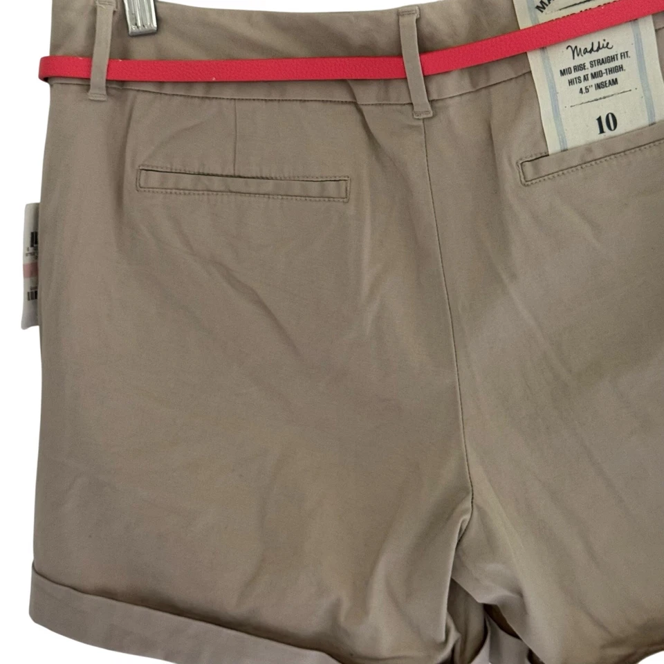 MAISON JULES Mid Rise 4.5 英寸内缝直筒日常短牛津 TAN 全新带标签 10 码 — 第 4/4 张图片