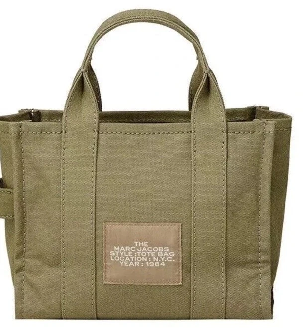 Marc Jacobs X1610 Khaki Traveler Cotton Tote Shoulder Bag Size 13x10x5 in - Image 4 of 4
