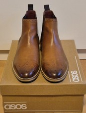 Chelsea Boots Stiefeletten Budapester Muster Größe Herren Gr. 42 Braun COGNAC