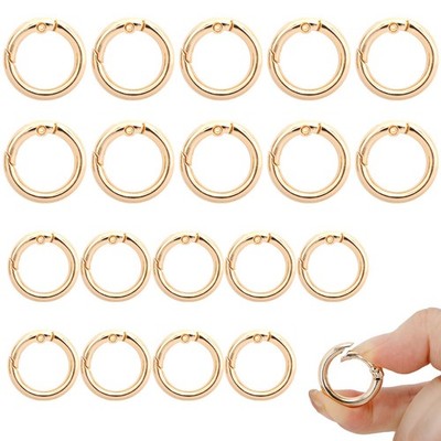 20 Pcs Gold Spring O Ring Clips, round Mini Snap Keychain Clasps for Bag Purse