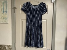 Sami & Jo Women’s Size PS Dark Blue and White Polka Dot Knee Length Dress