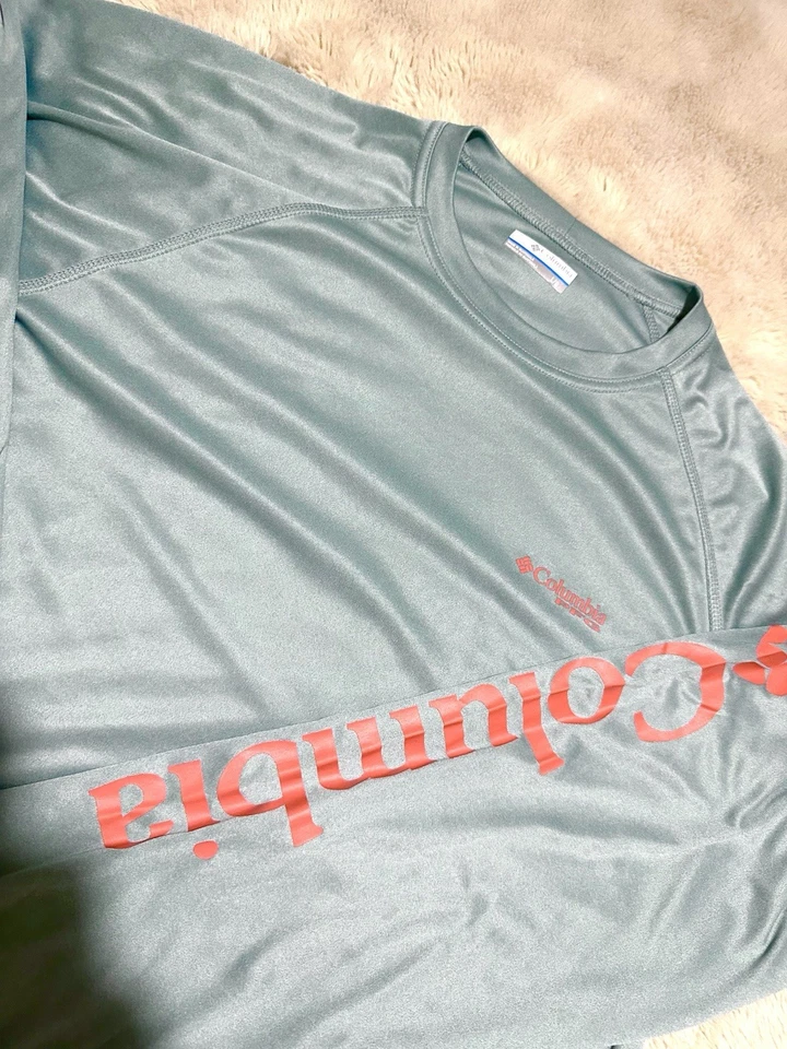 Camisa Columbia PFG Omni Tono Para Hombres L Manga Larga Pull Over Teal Estampado Gráfico Foto 2 de 4