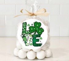 St Patrick's Day Favors Shamrock LOVE Scrapbook Stickers Envelope Seals
