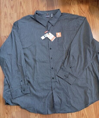 #ad #ad Van Heusen Mens Shirt Sz 6XL MSRP $70 Traveler Performance Black No Iron NWT $20.58