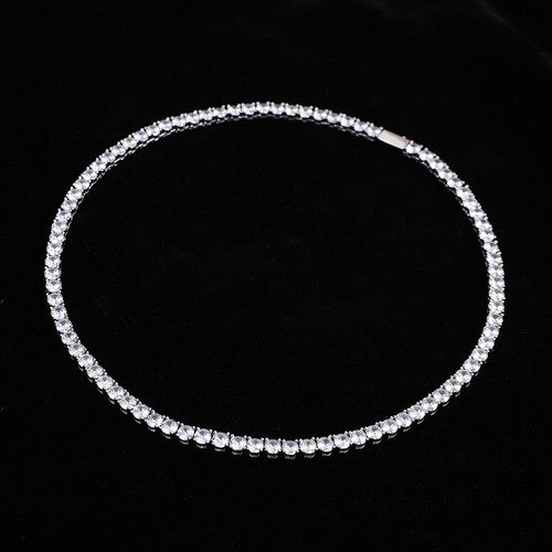 Bling Bling Silber Edelstahl Halskette Mit 5 Mm Lab Diamond Iced Out Tennis/🔥 - Bild 7 von 15