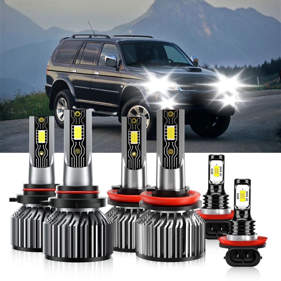 For Mitsubishi Montero Sport 2005-2015 LED Headlight Bulb High Low Fog Light Kit - Imagem 2 de 4