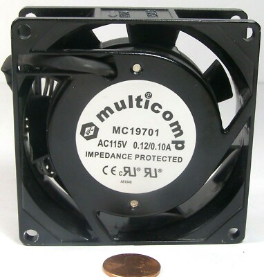 Multicomp Internal Fan MC19701 AC115V 0.12/0.10A   Approx.3'' X 3''.