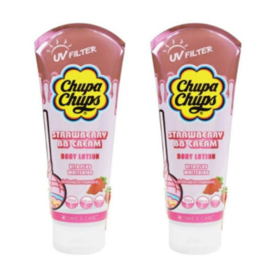 NEW Chupa Chups Body Lotion BB 2 in 1 STRAWBERRY CREAM Vita Gluta 200 g x 2