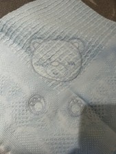 Vintage BABY KISSES Baby Blue Blanket Bear 36x36 JAPAN 100 Acrylic New