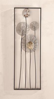 3D Wandbild Wandschmuck ''Flowers'' Metall 30x90 cm Wand Deko Verzierung Blumen