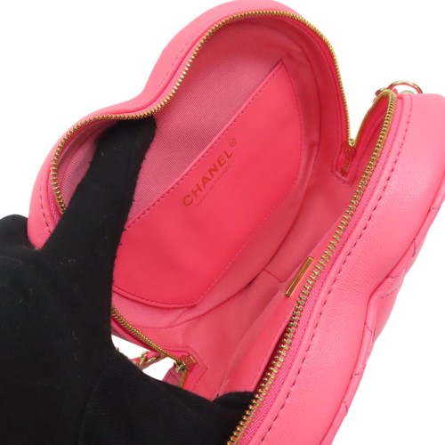 CHANEL CC In Love Heart Shoulder Bag Pink Quilted Lambskin Leather AS2191 - Picture 5 of 17