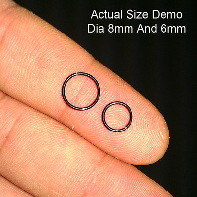 Black Anodized Small Thin Thick 6mm 8mm 10mm Nose Ring Hoop Stud  Tragus