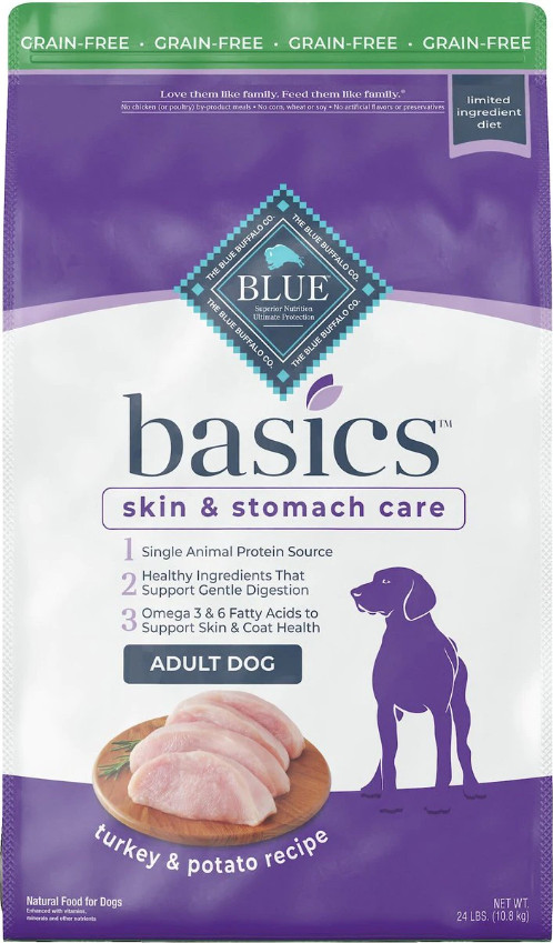 Blue Buffalo Basics Skin & Stomach Care Turkey & Potato Adult Dry Dog Food -24lb