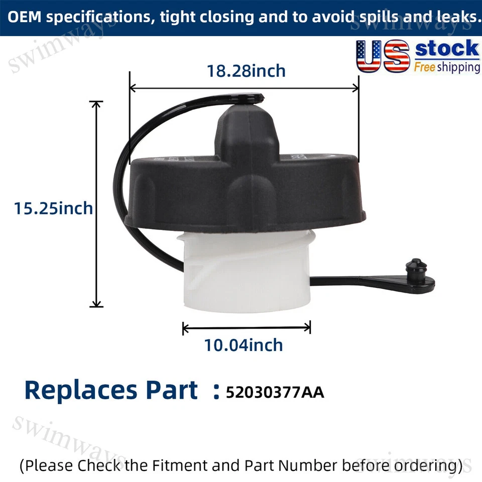 Fuel Filler Gas Cap For DODGE Neon CHRYSLER JEEP Liberty 52030433AB 52124512AA - Image 4 of 4