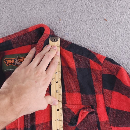 Trail Crest Shirt Mens XL Red Flannel Check Plaid Thick 100% Cotton Long Sleeve - Picture 5 of 9