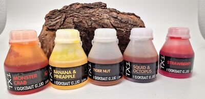 Shimano Tribal TX1 Hookbait Glug Dip Tigernut Strawberry Banana Squid 200ml NEW