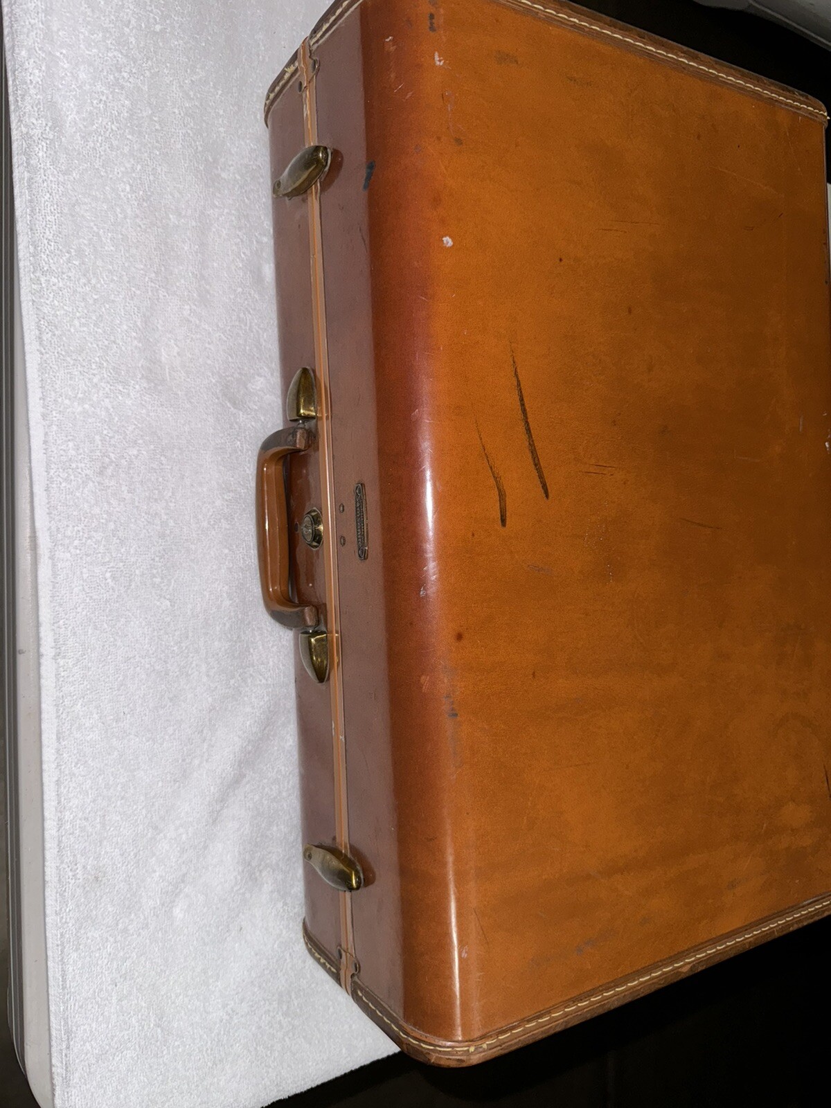 Vintage Samsonite Shwayder Bros 21” Leather Hard Shell Suitcase Luggage