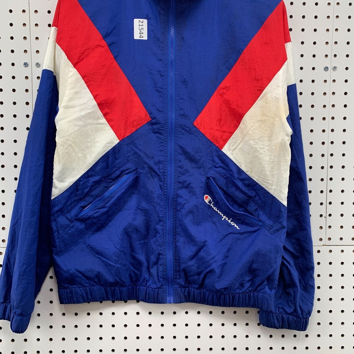 VTG Champion Windbreaker Track Jacket Blue Red White Adult VTG Champion Windbreaker Track Jacket Blue Red White Adult