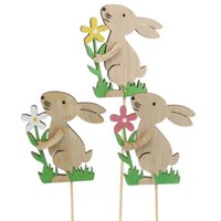 Blumenstecker Holz Hase 9Cm 12Er Set Deko FrüHling Garten, 12 StüCk
