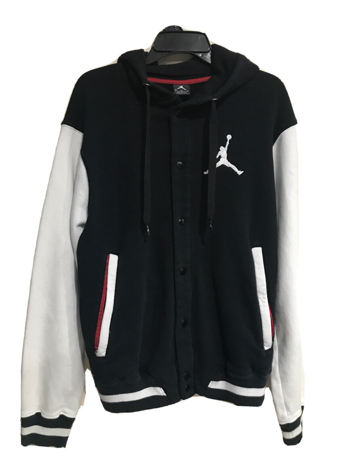 black and white jordan varsity jacket