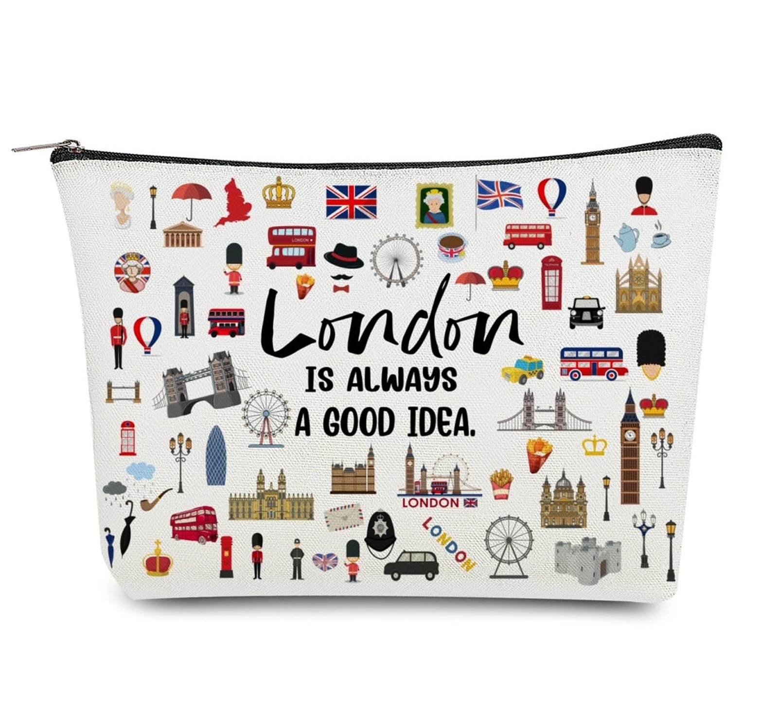 London Travel Iconic Souvenir Makeup Bag,England London Lovers Cosmetic Bag f...