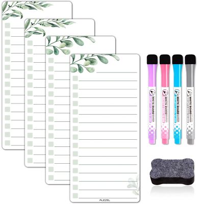 4 Pack Magnetic Whiteboard Planner for Fridge Refrigerator To Do List Board