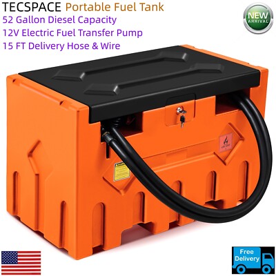 Ginkman Orange Portable 52 Gallon Diesel Tank with 12V DC Electric ...