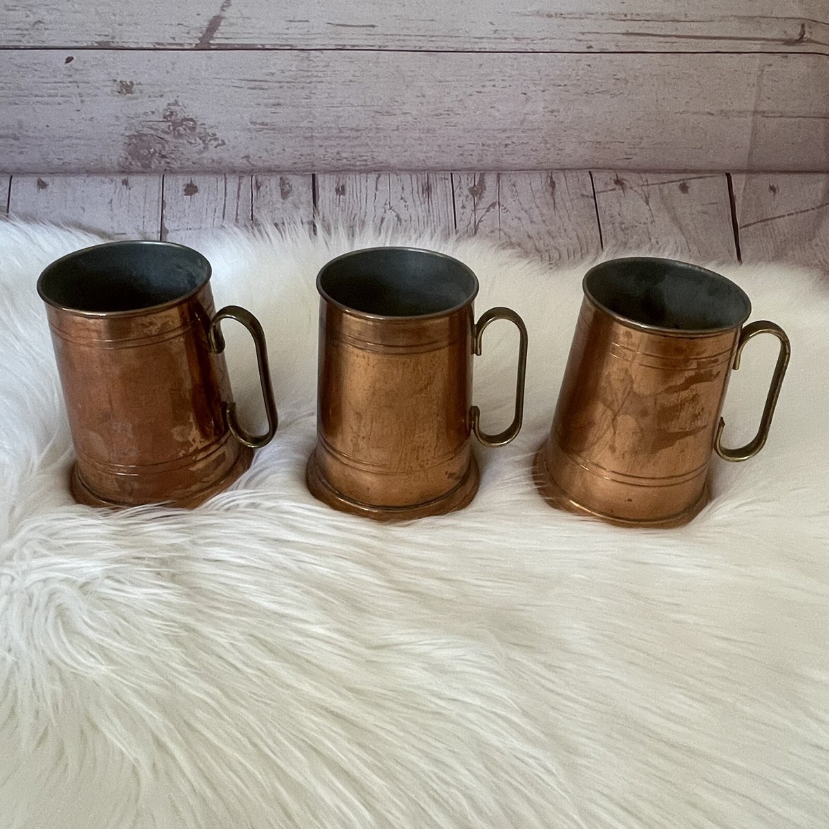 純銀酒器交趾盃3付 Vintage Copper Beer Mugs 5