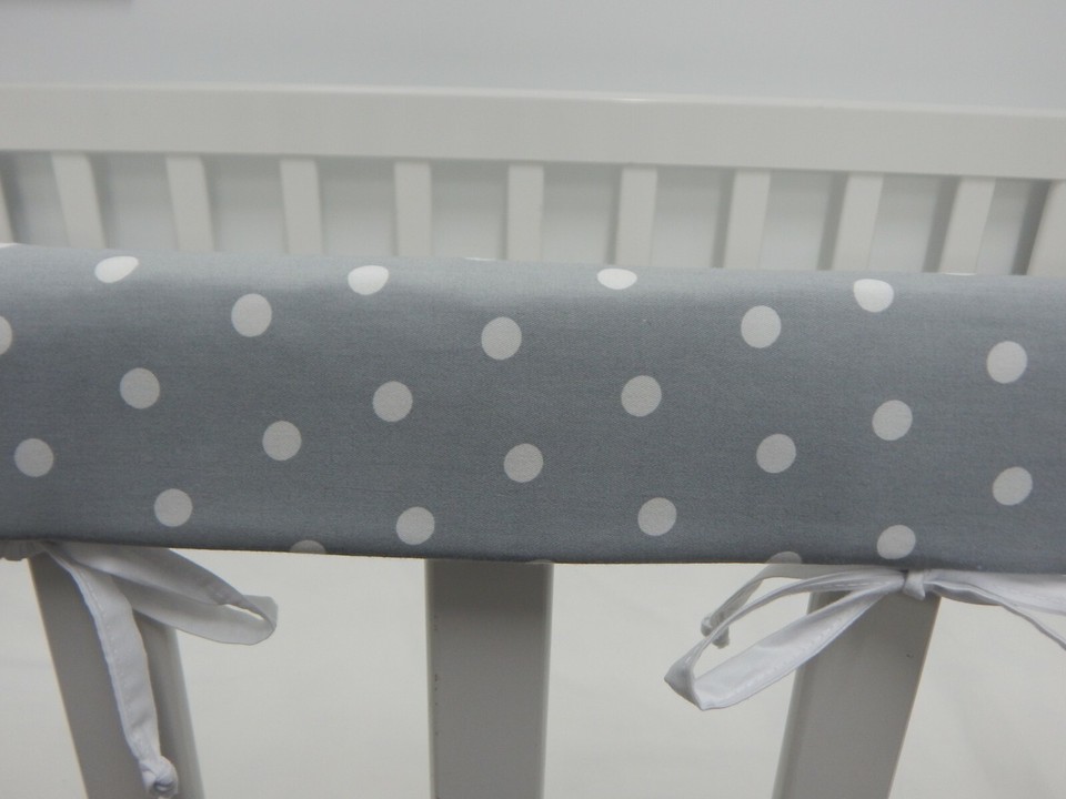 Cot Rail Cover Grey White Spots Crib Teething Pad  X 1 - Foto 2