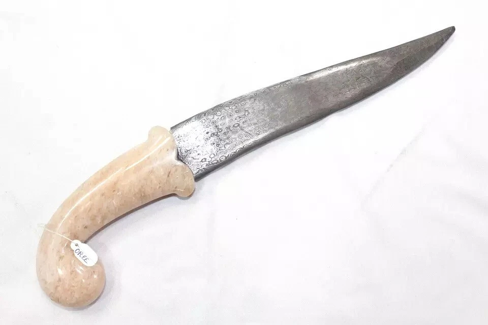 Daga Damasco Hoja de Acero Plata Koftgiri Rosa Aventurina Gema Piedra Mango E80 Foto 2 de 4