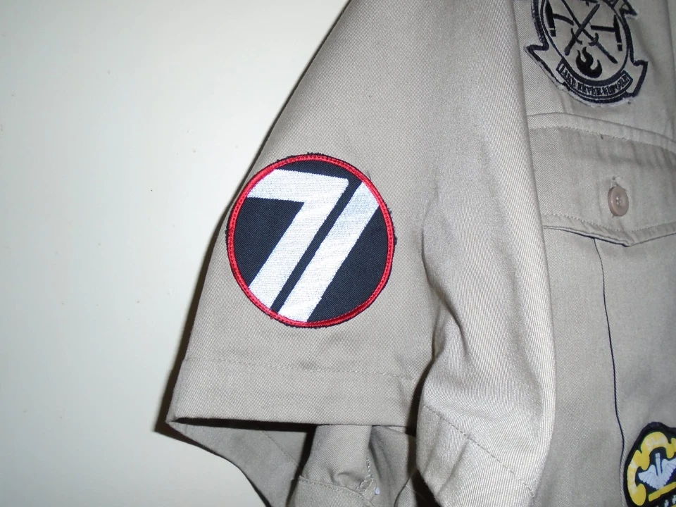 Camisa de manga corta Artillery Corps azul crudo para hombre color tostado, 5XL  Foto 2 de 3