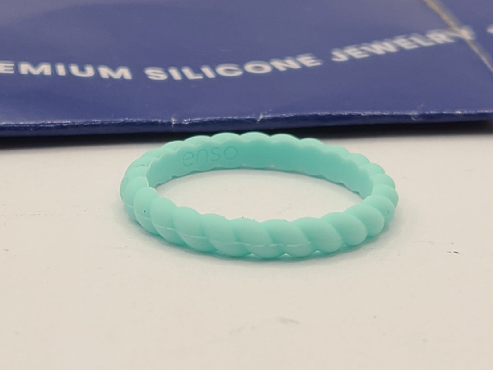 Enso Braided Stackable Silicone Ring - Turquoise … - image 2