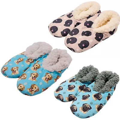 Damen Hunde Hausschuhe Comfies bequem waschbar Labradoodle Mops Labrador Design