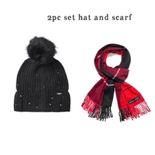VICTORIA'S SECRET Pom-Pom Hat And Woven Scarf Set 2pc