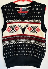 Chaps Boys 4 Fair Isle Winter Holiday Knit Sweater Vest 100% Cotton